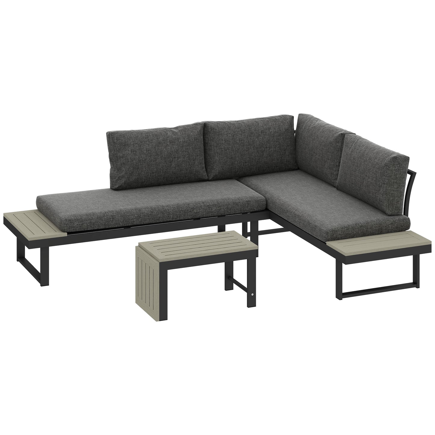 4 Seater L Shaped Aluminium Sectional Garden Furniture Set