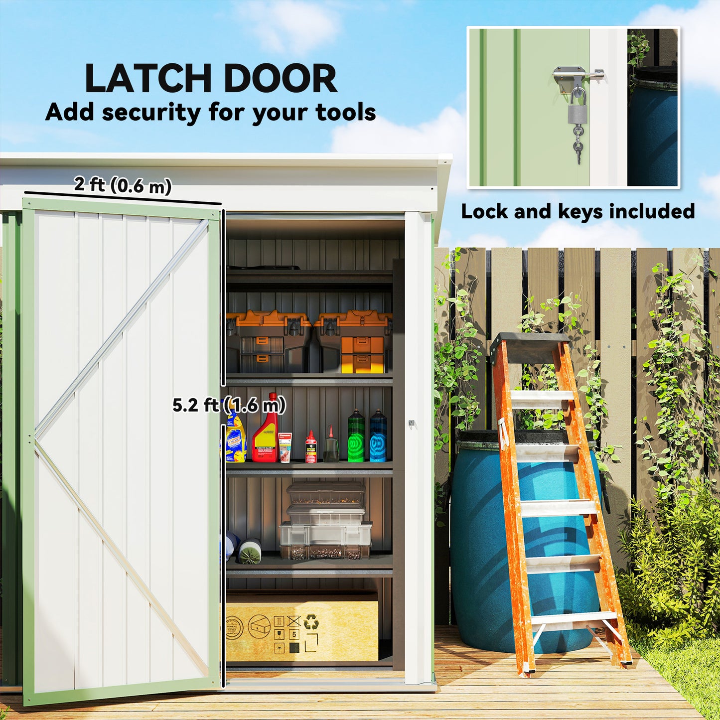 Metal Garden Shed, Outdoor Lean-to Shed for Tool Motor Bike