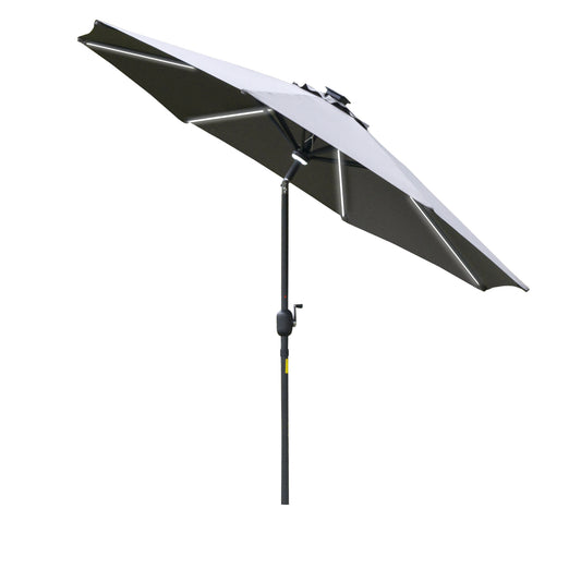 2.7m Garden Parasol Sun Umbrella w/ LED Solar Light Angled Canopy
