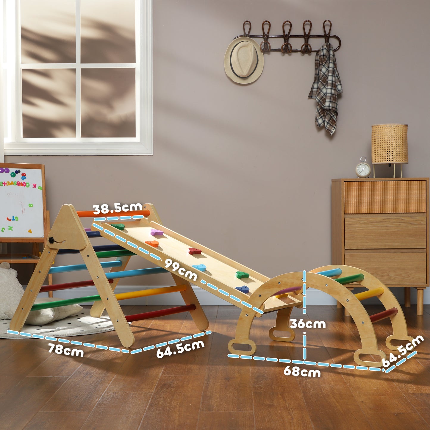 5-in-1 Toddler Climbing Frame with Ramp, Arch, for 18-48 Months