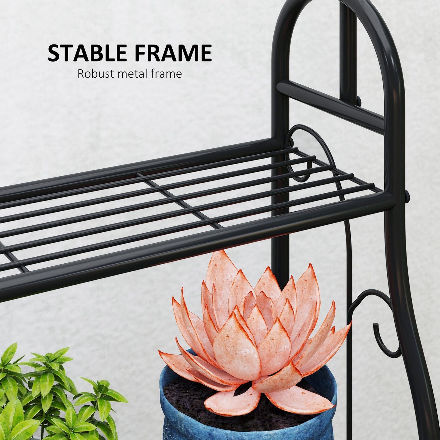 3 Tier Plant Stand with Hanging Rod and Hooks
