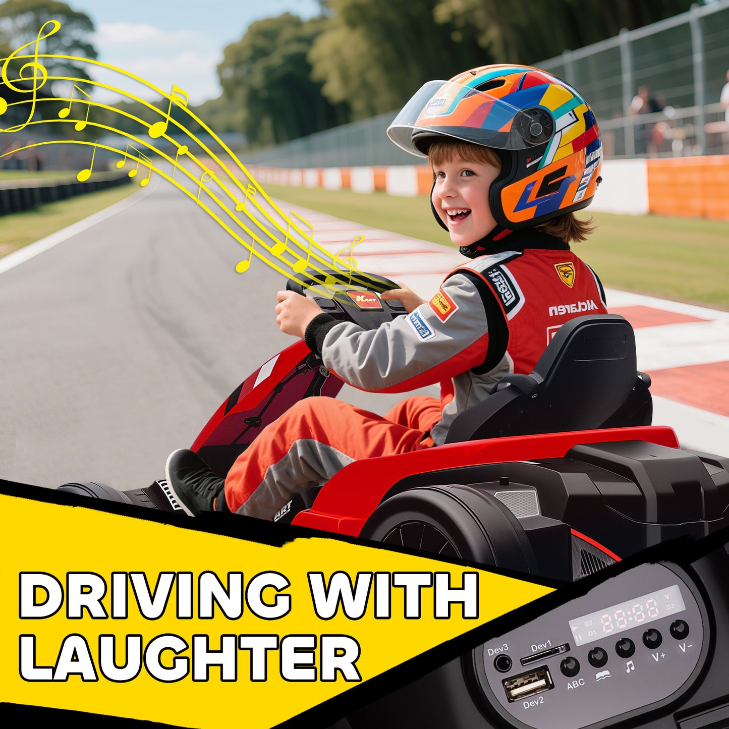 24V Electric Go Kart, Drift Kart with Adjustable Seat, Slow Start