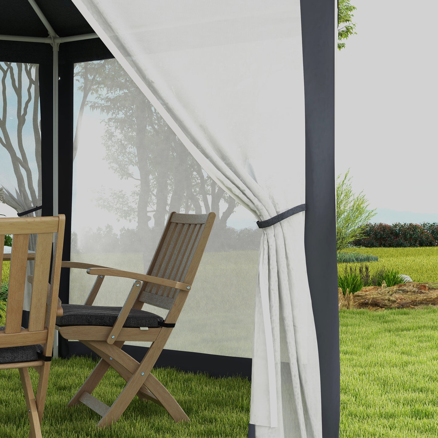 4M Hexagon Gazebo, Netting Party Tent