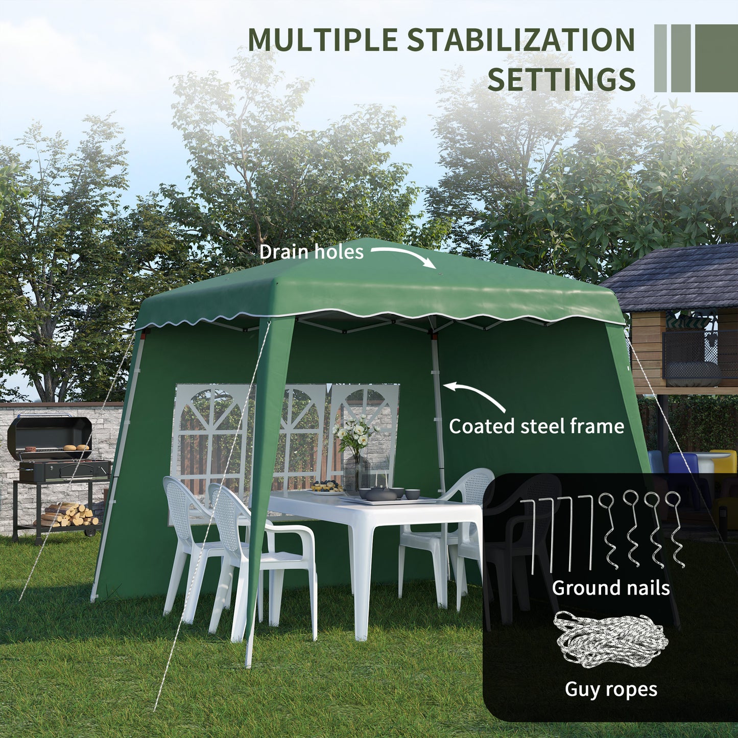 2.4 x 2.4m Two Wall Pop Up Gazebo