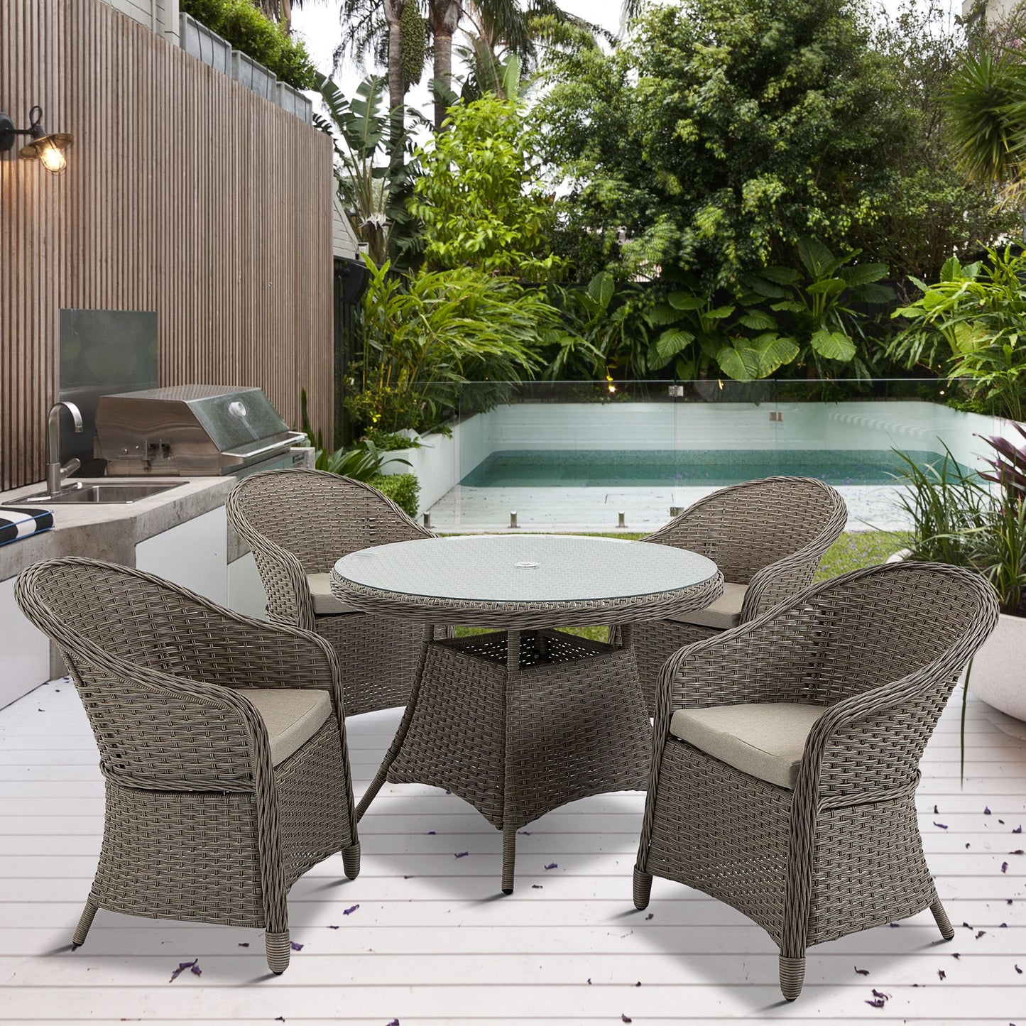 4 Seater Rattan Garden Furniture Set with Cushions