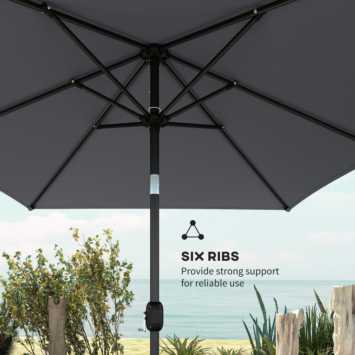 Garden Parasol, Parasol Umbrella with Crank Handle, Tilt Function
