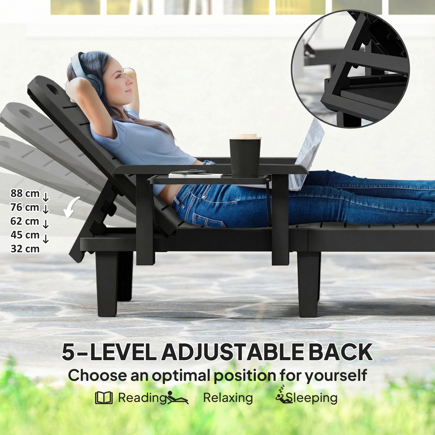 Set of 2 Reclining Sun Loungers