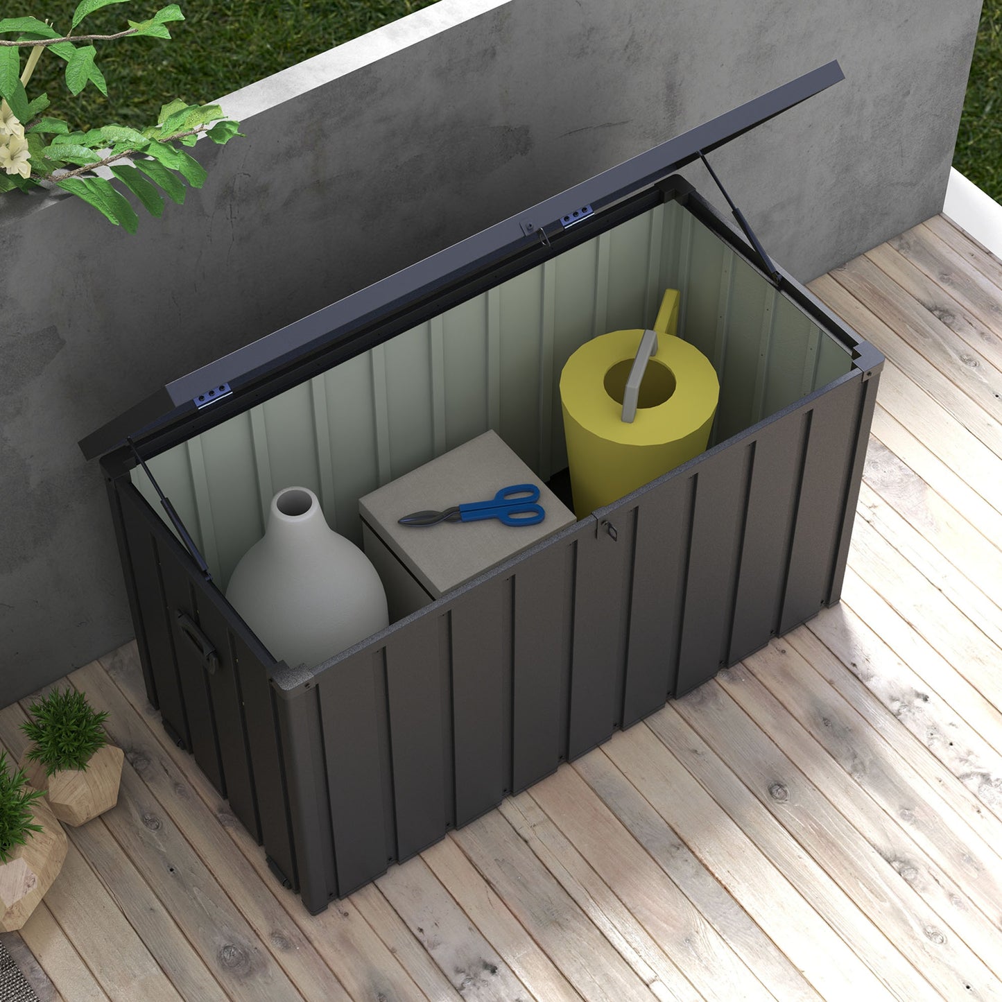 450L Galvanised Steel Garden Storage Box, with Wheels