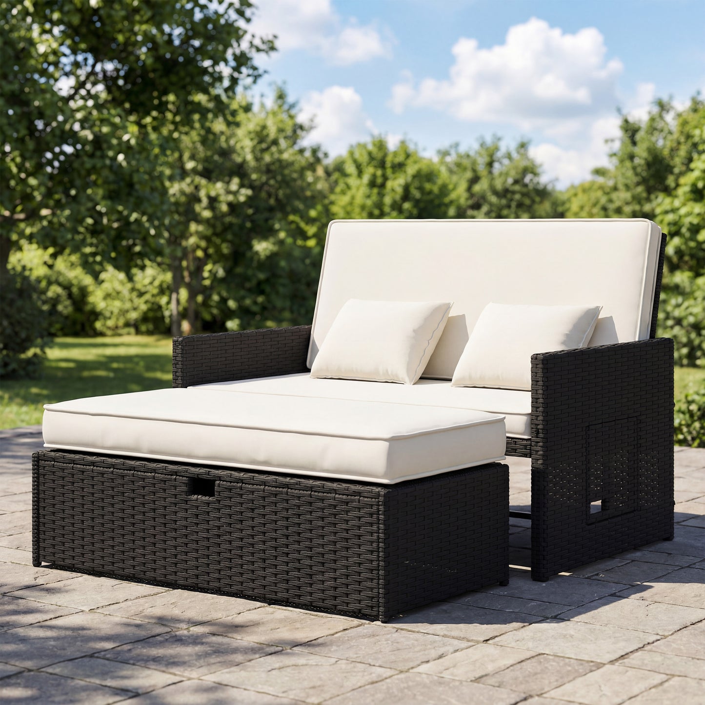 Rattan Garden Daybed, Double Sun Lounger
