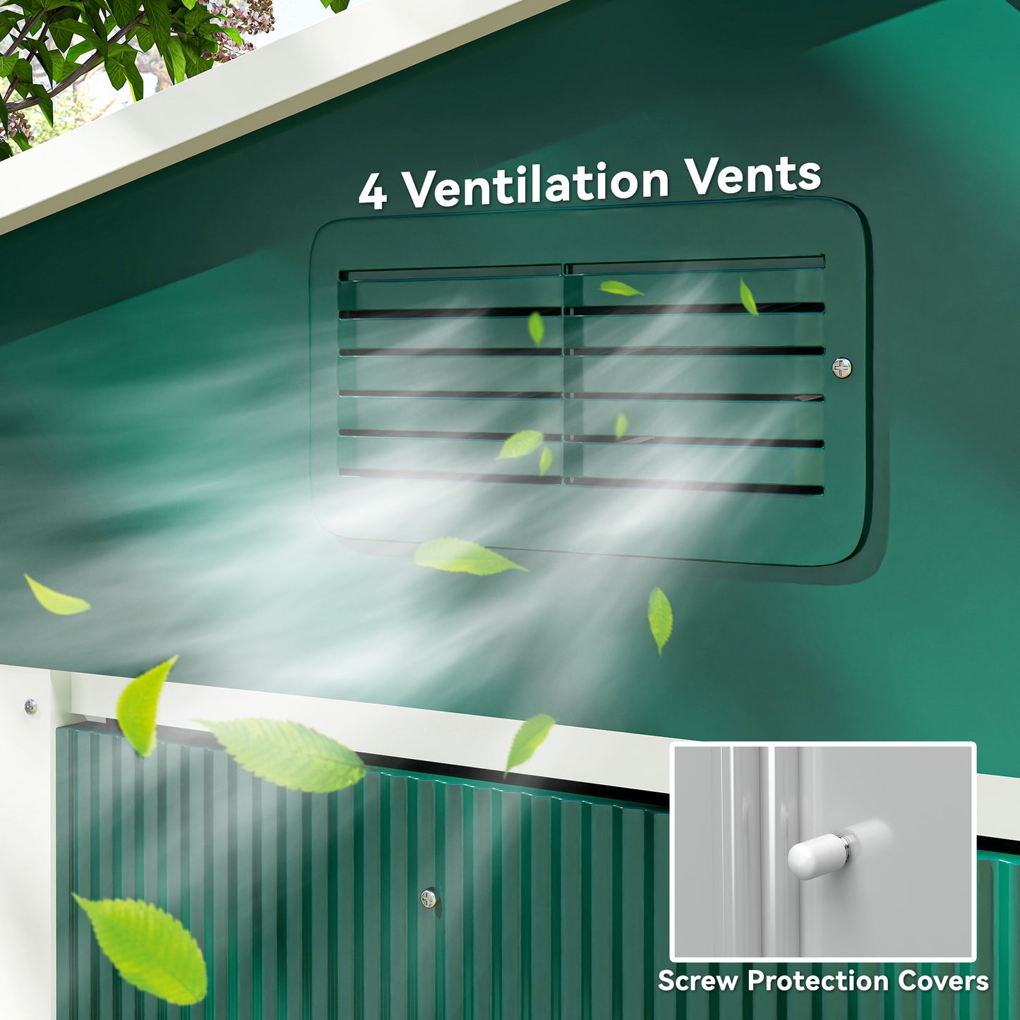 7.7 x 5.7ft Metal Garden Shed with Ventilation Slots