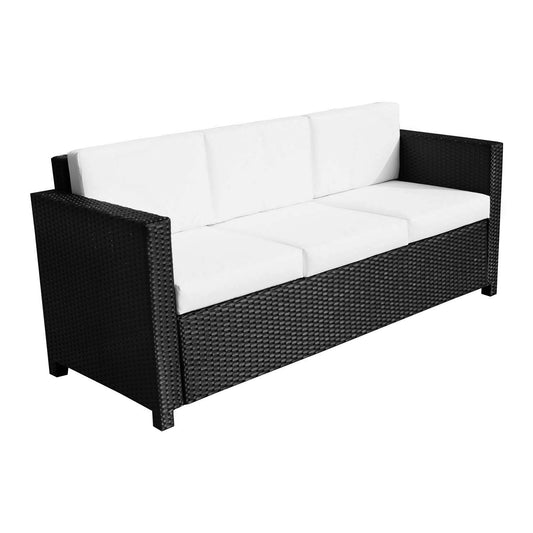 3 Seater Rattan Sofa All-Weather Wicker Weave Metal Frame Chair