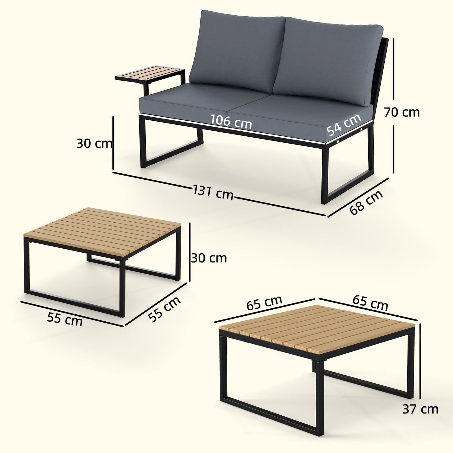 4 Seater Metal Garden Furniture Set