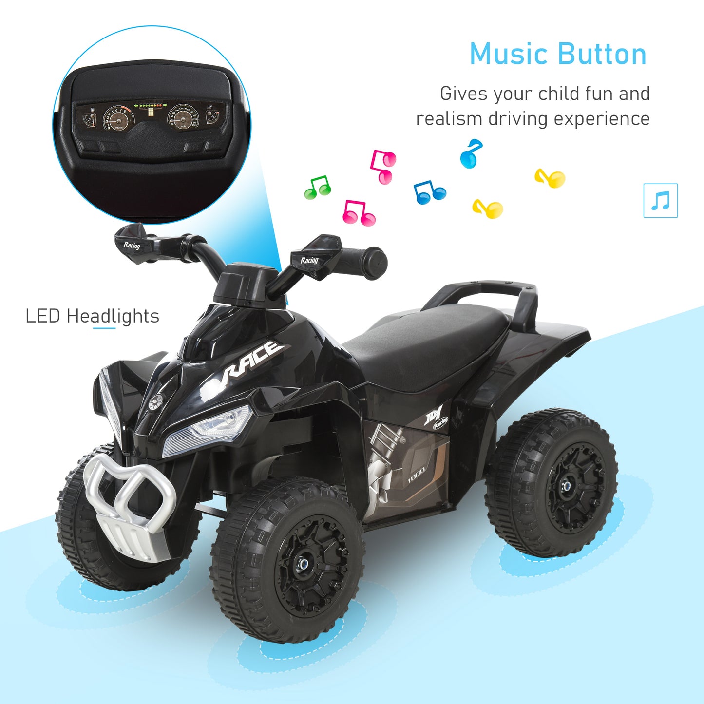 No Power Kids Ride on Toy Foot-to-Floor Sliding Quad for 18-36 Months