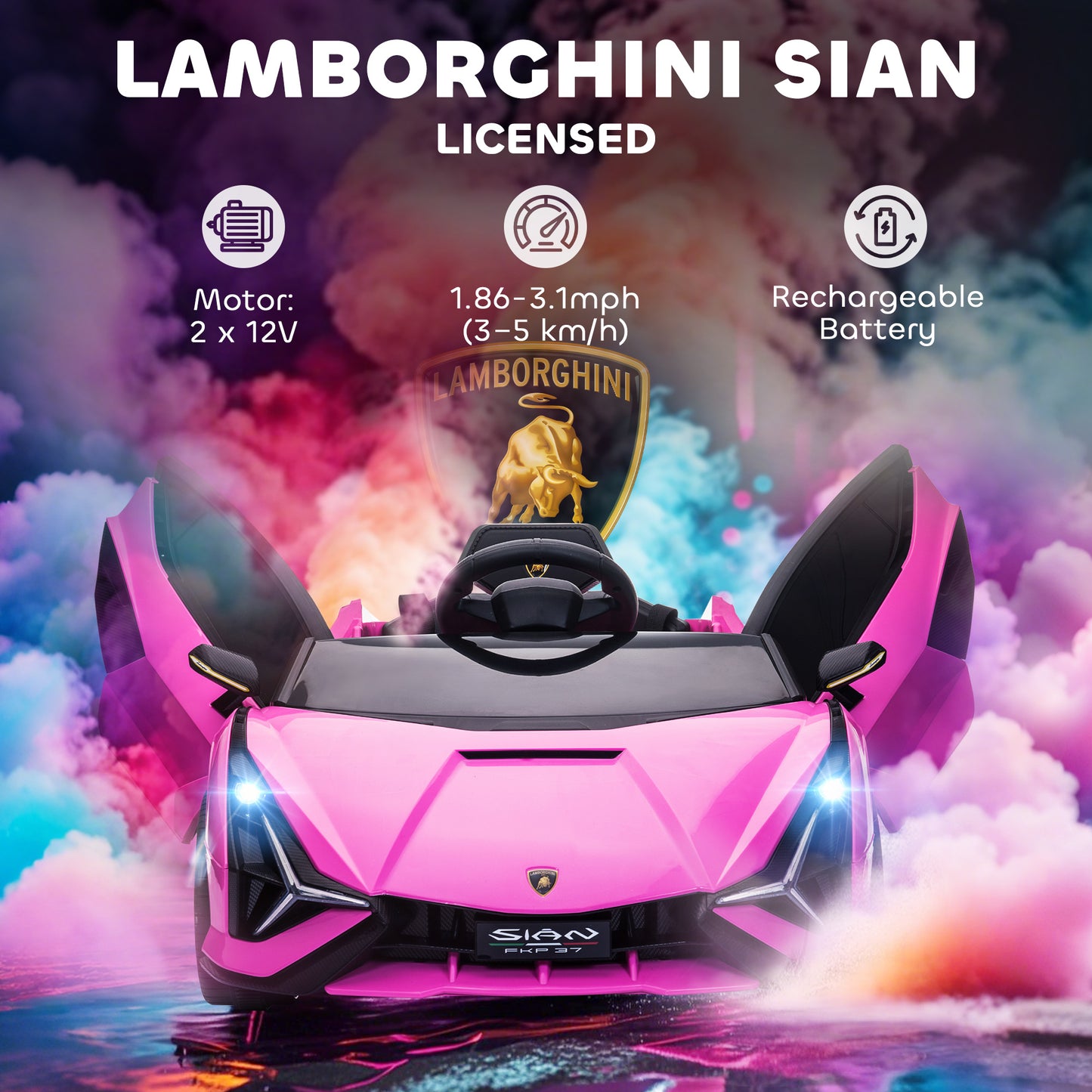 Lamborghini Sian Licensed 12V Electric Car for Kids 2 Motors Toy Car