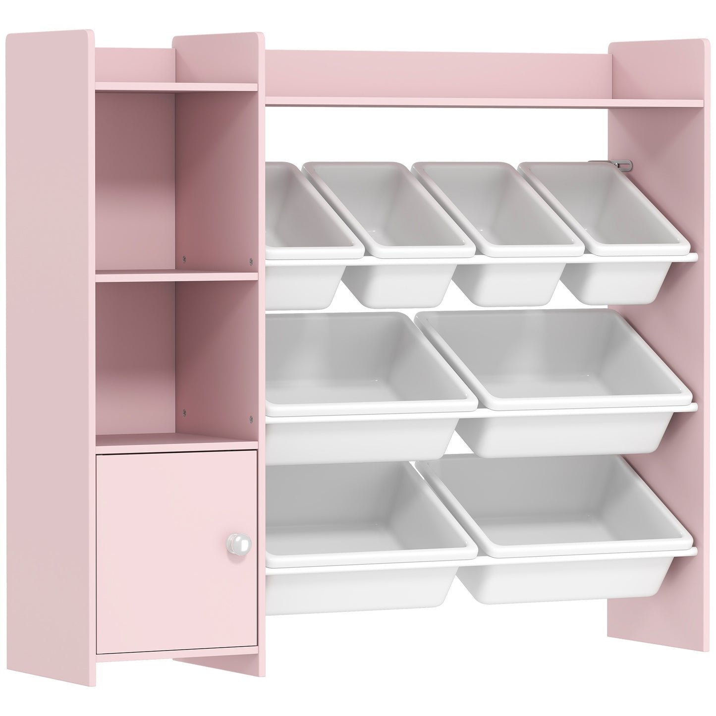 Toy Storage Unit with 8 Removable Bins, Storage Shelves, Cabinet