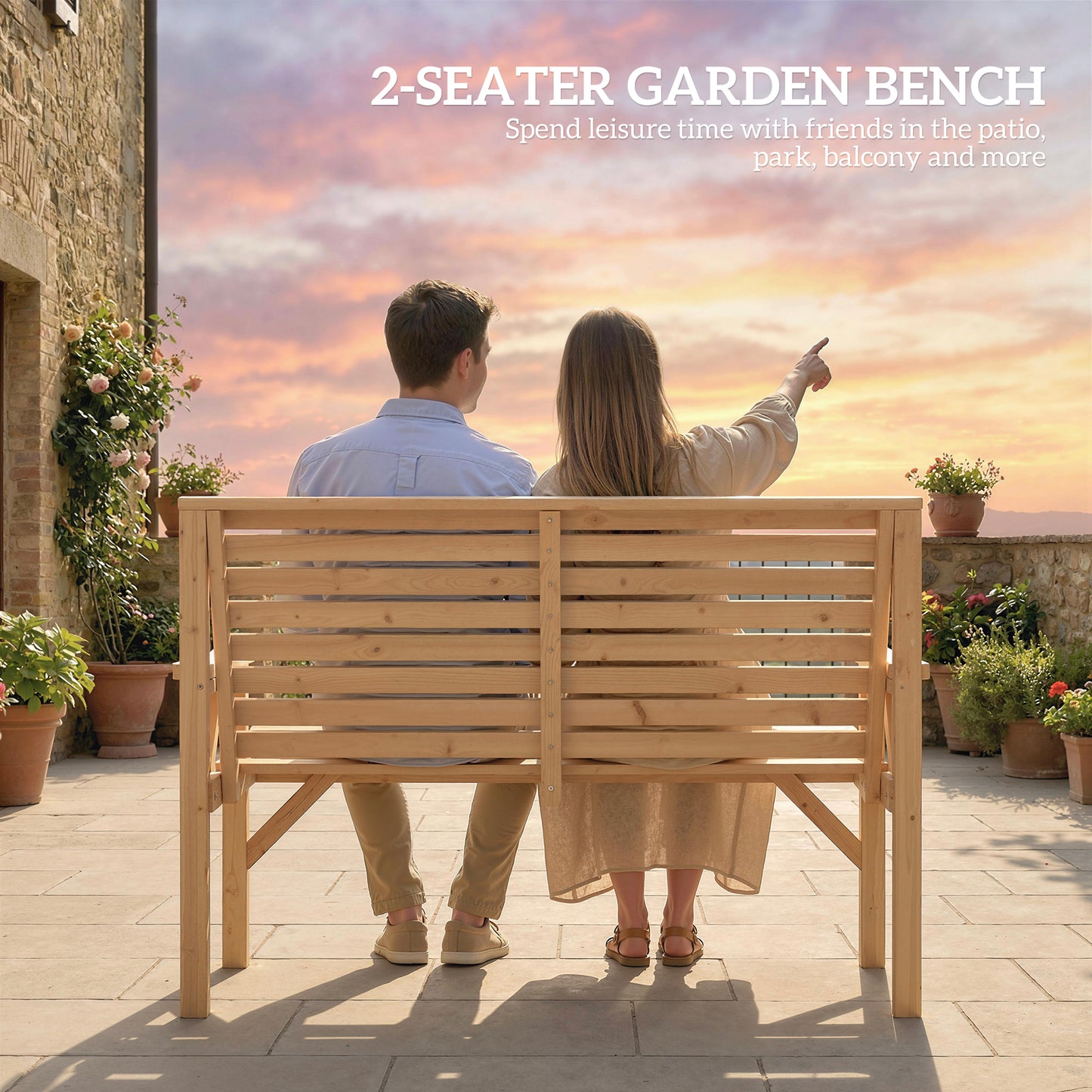 2 Seater Wooden Garden Bench