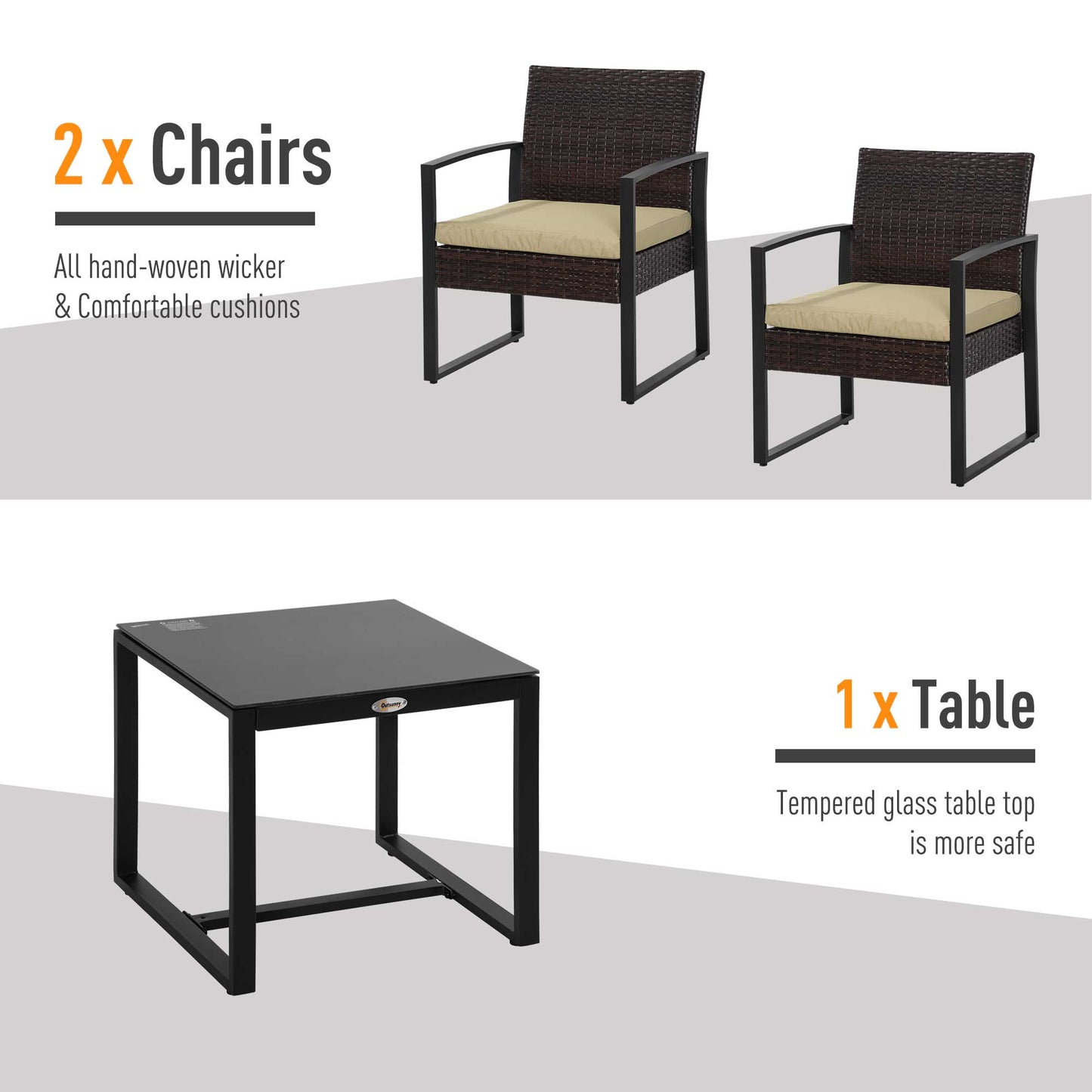 3 pcs PE Rattan Wicker Garden Furniture Patio Bistro Set Weave