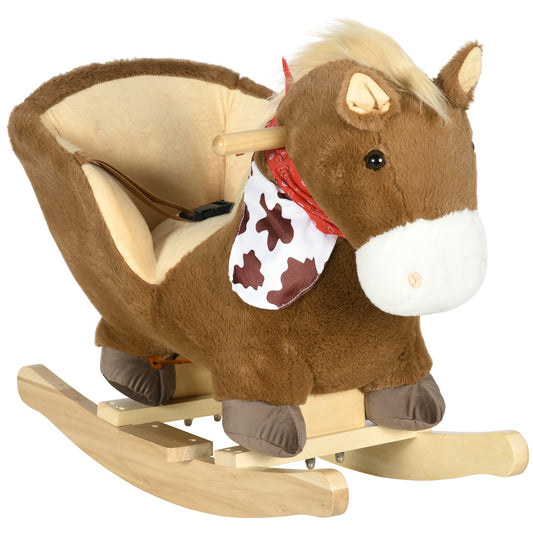 Kids Rocking Horse, with Secure Harness, Sounds, Foot Pedals