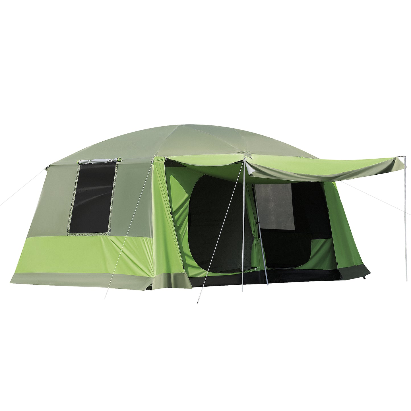 Tunnel Tent Camping Shelter w/ Porch, Two Rooms, Lamp Hook