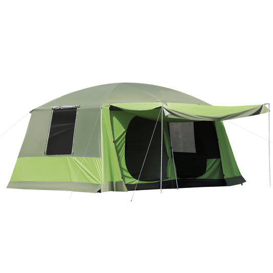 Tunnel Tent Camping Shelter w/ Porch, Two Rooms, Lamp Hook