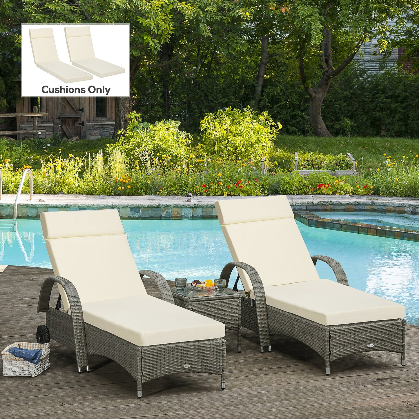 Set of 2 Sun Lounger Cushions