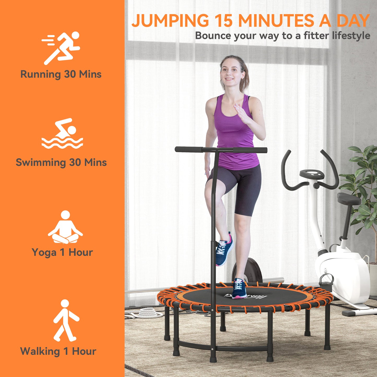 Mini Round Steel Frame Trampoline w/ Adjustable Handle
