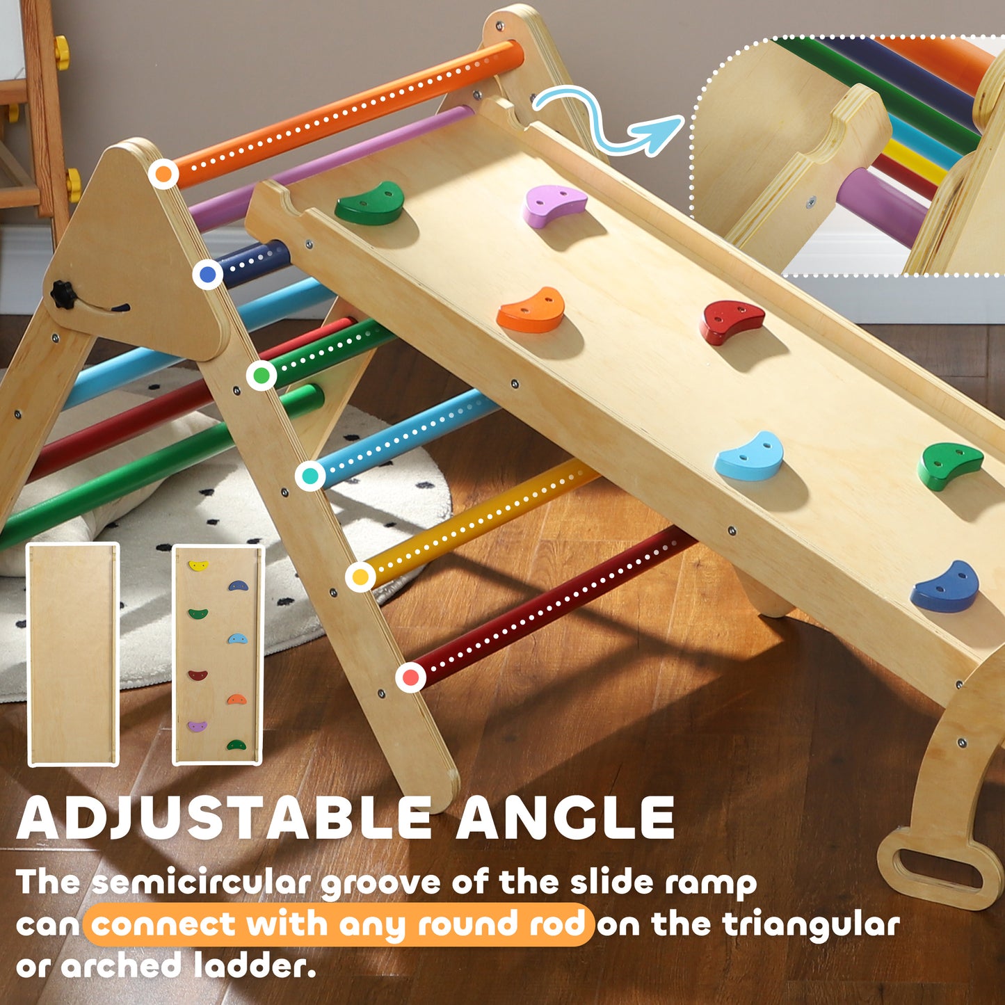 5-in-1 Toddler Climbing Frame with Ramp, Arch, for 18-48 Months