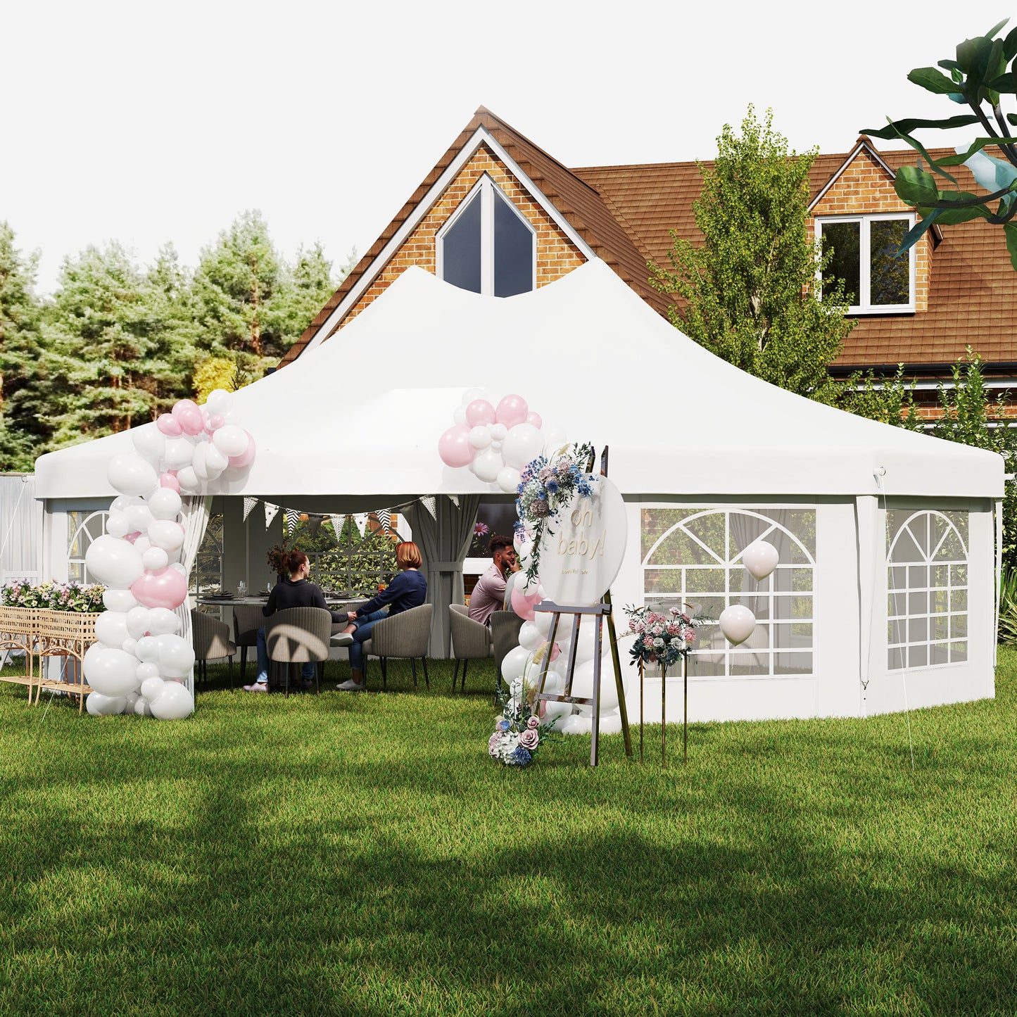 10 Sides Decagonal Garden Gazebo Marquee Party Tent Wedding Canopy