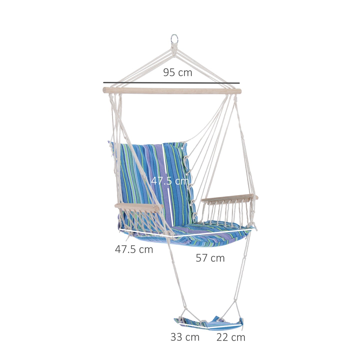 Hanging Rope Chair with Soft Padded Seat & Backrest