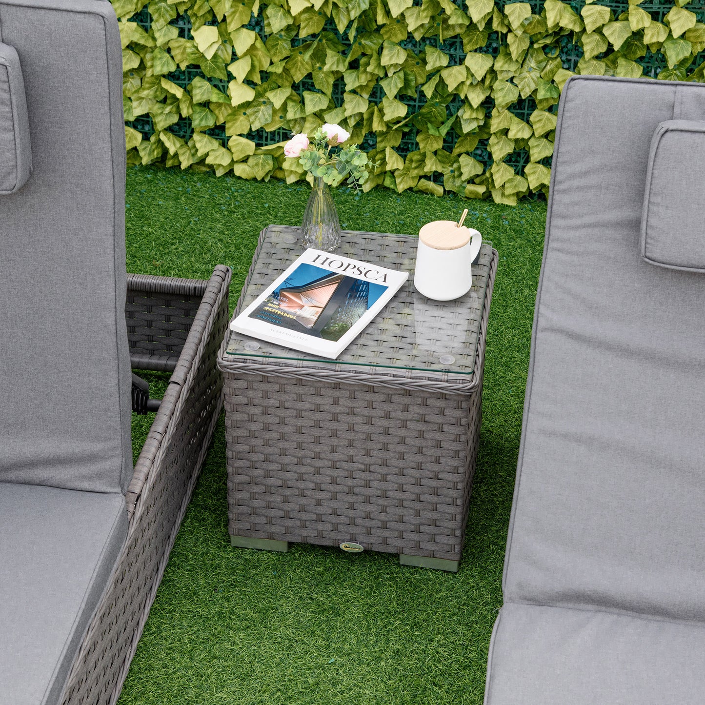 3 Pieces Rattan Sun Lounger Set with Aluminium Frame