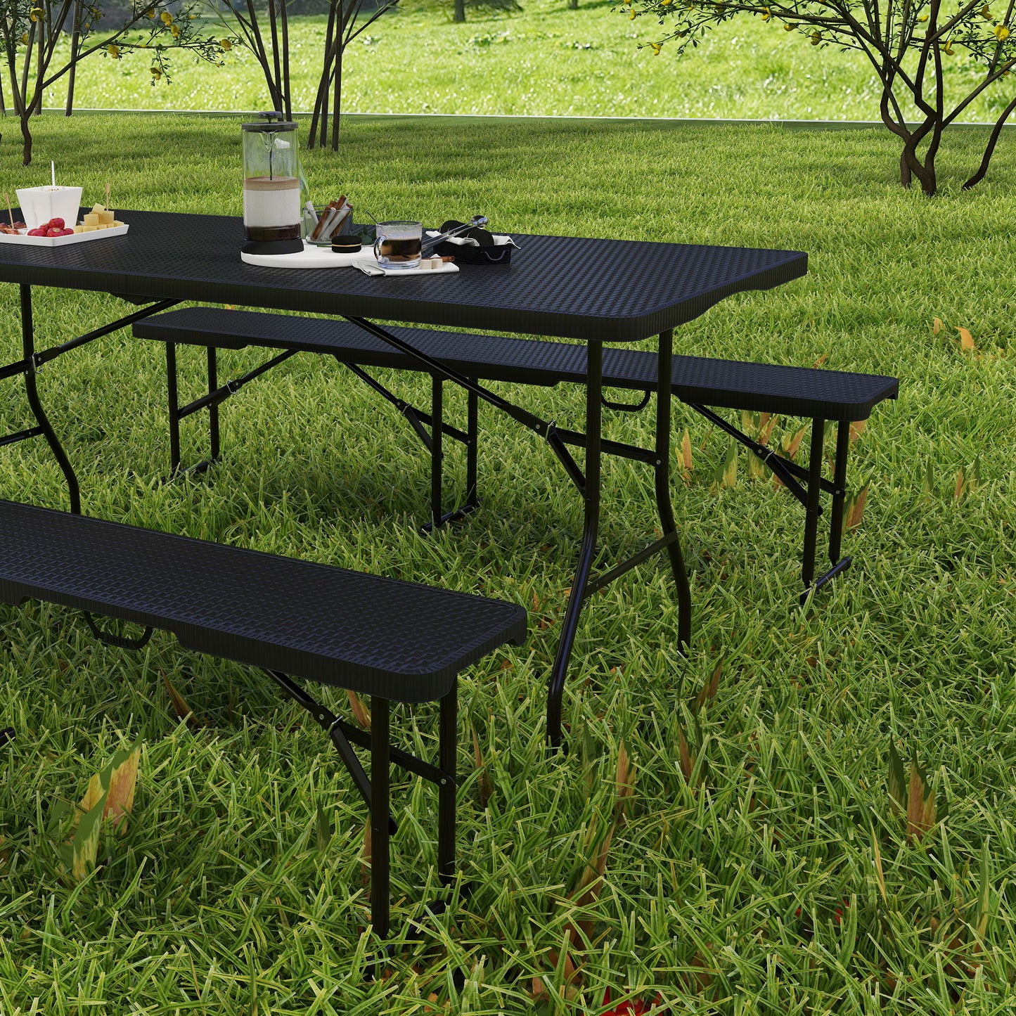 Folding Picnic Table and Bench Set