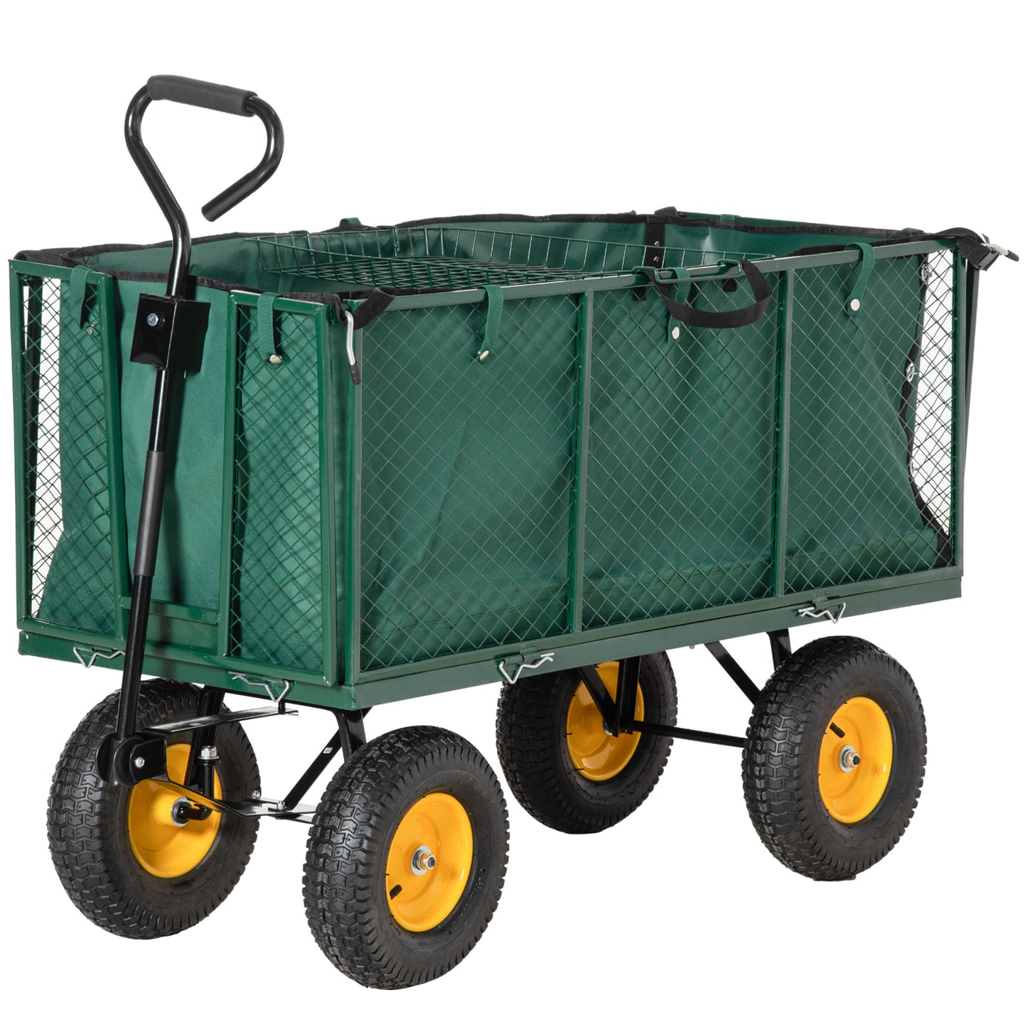 Large 4 Wheel Heavy Duty Garden Cart Truck Trolley Wheelbarrow