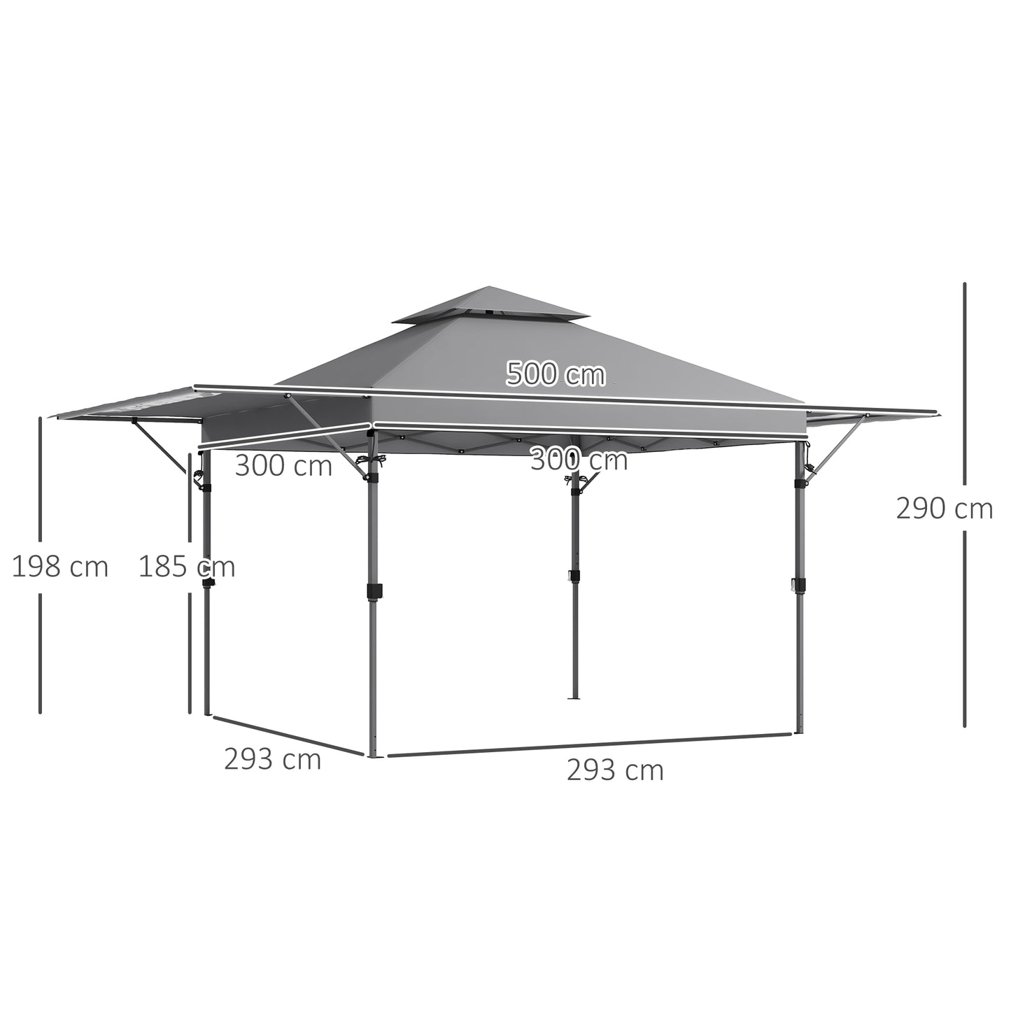 3 x 3m Height Adjustable Pop-Up Gazebo, with Accessories