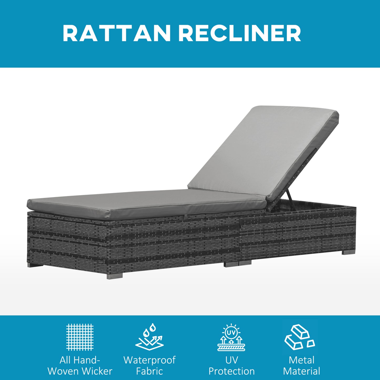 PE Rattan Sun Loungers with Cushion