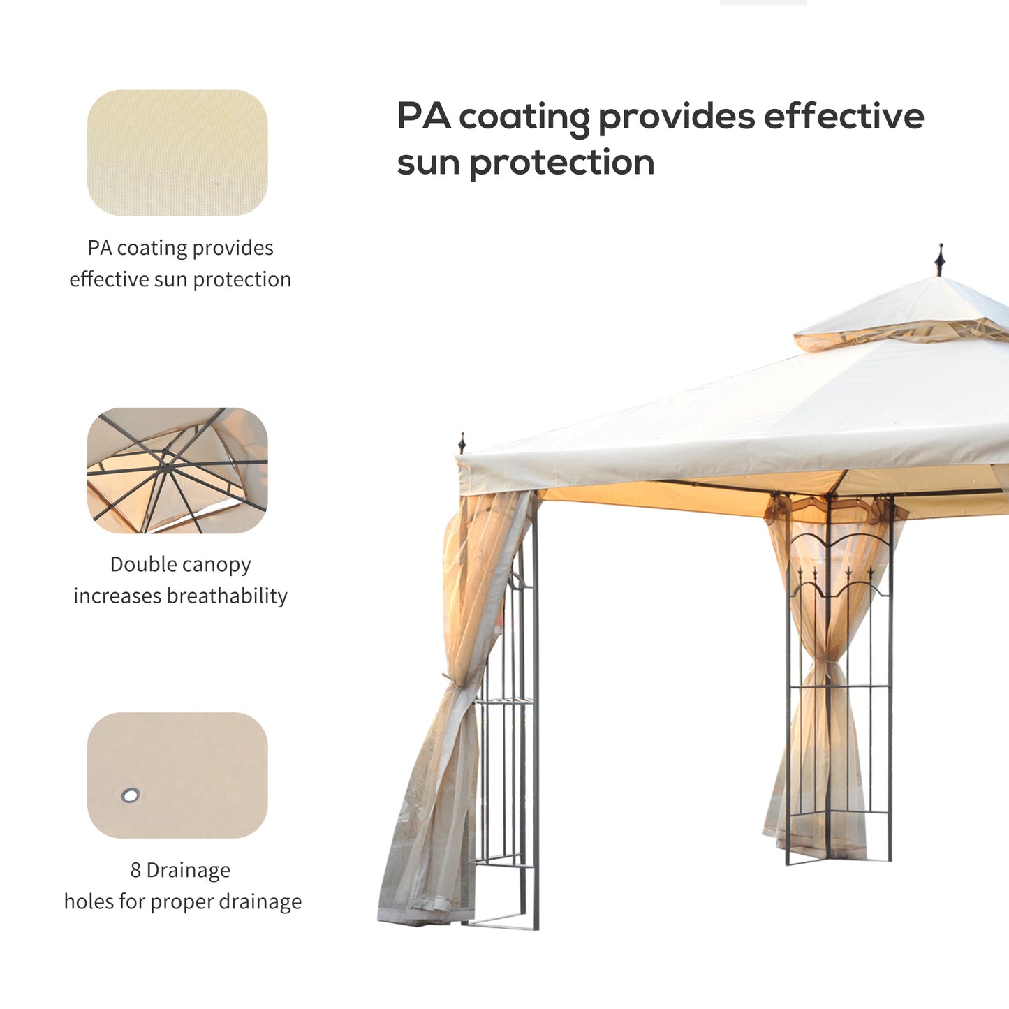 3(M)x3(M) Garden Gazebo Double Top Outdoor Canopy Patio Event Party