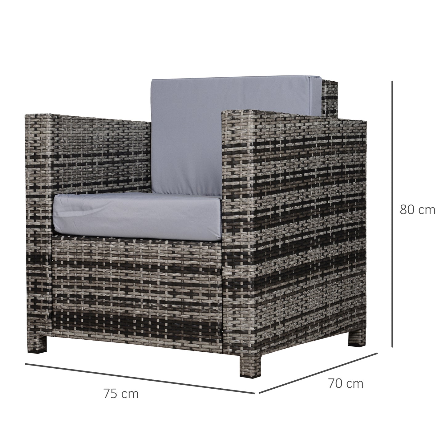 Rattan Garden Armchair 10cm Cushion Outdoor Single Chair