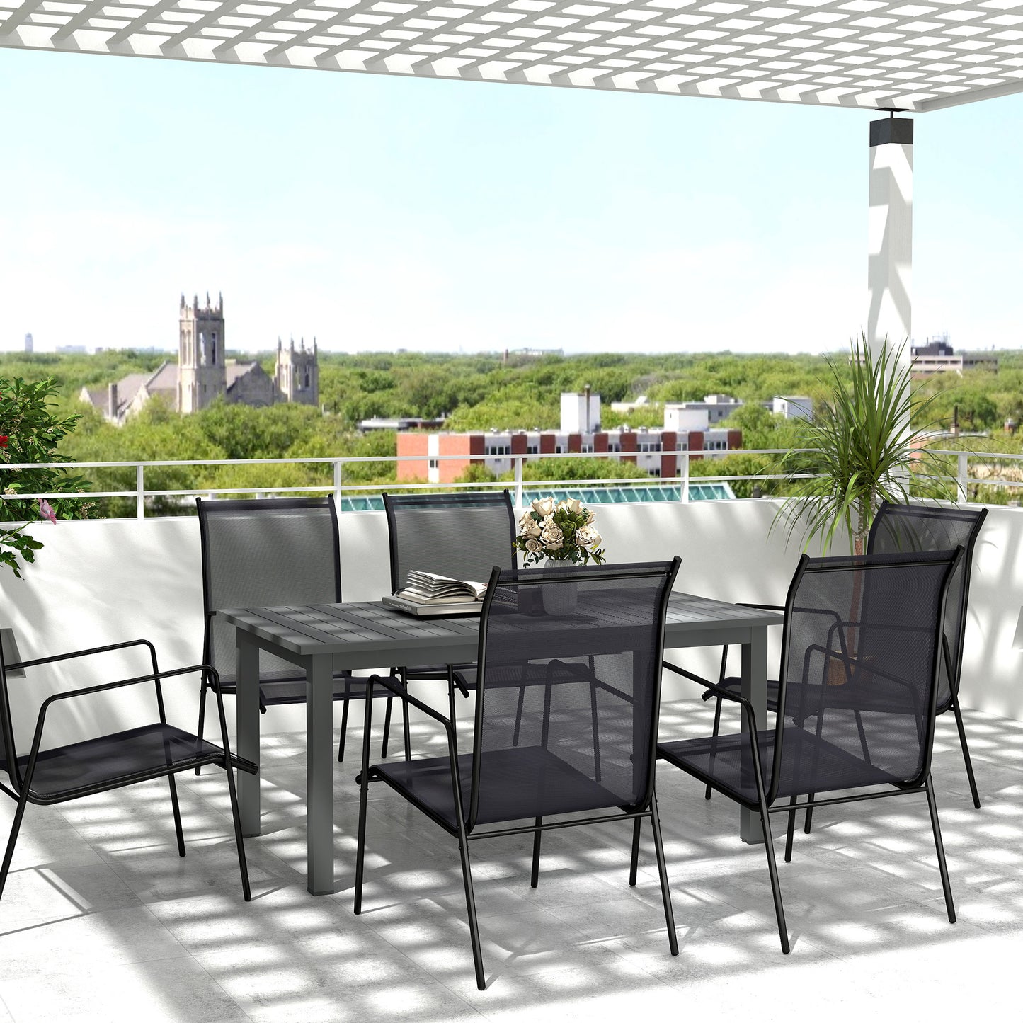 Aluminium Extending Garden Table with Slatted Top for 6-8 Person