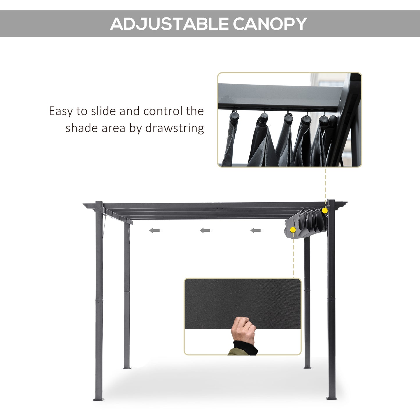 3 x 3 m Aluminum Gazebo, with Retractable Roof
