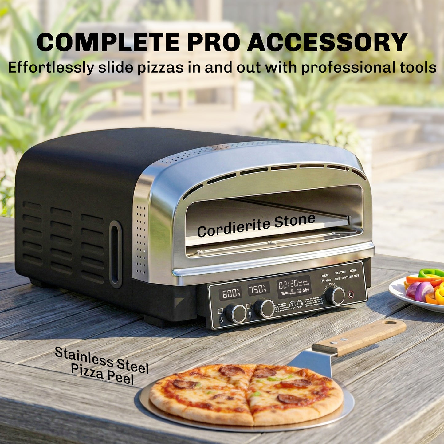 Outdoor Pizza Oven Dual Heat Control 6 Presets Electric Pizza Maker