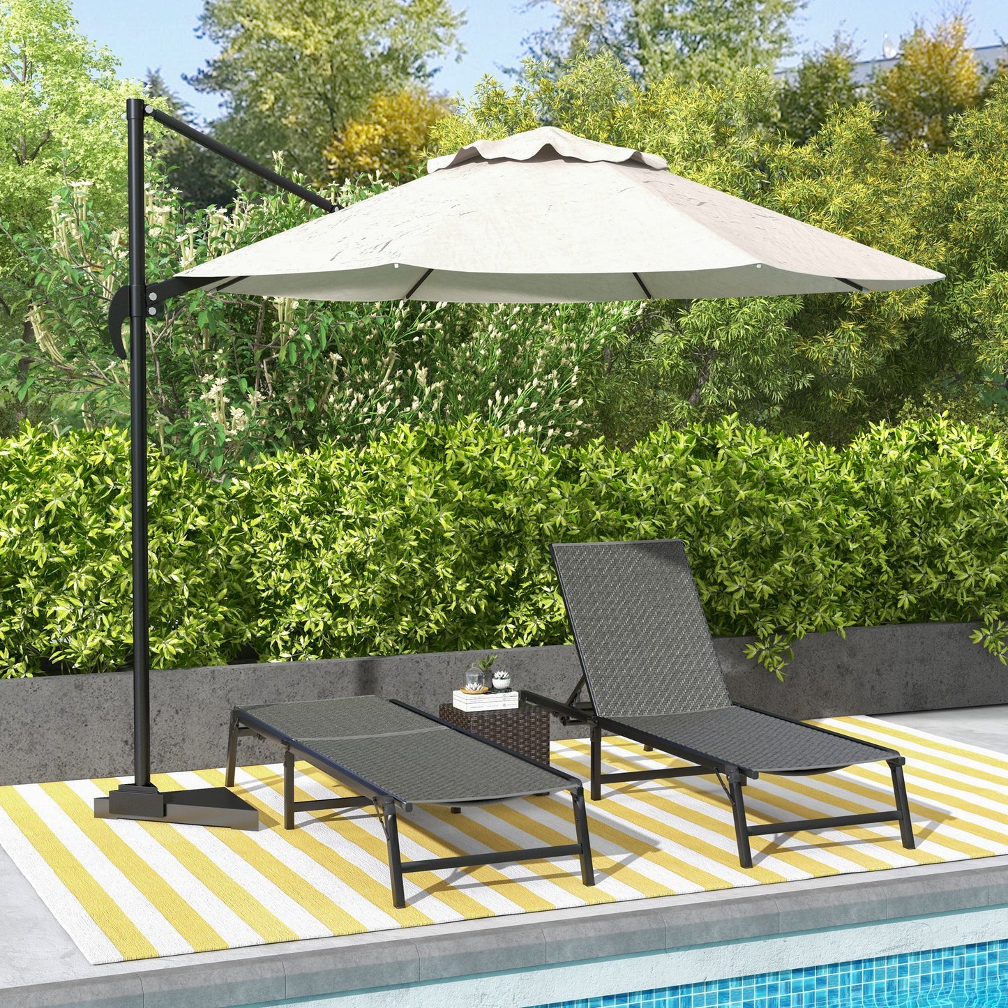 Foldable Outdoor PE Rattan Sun Lounger Set of 2