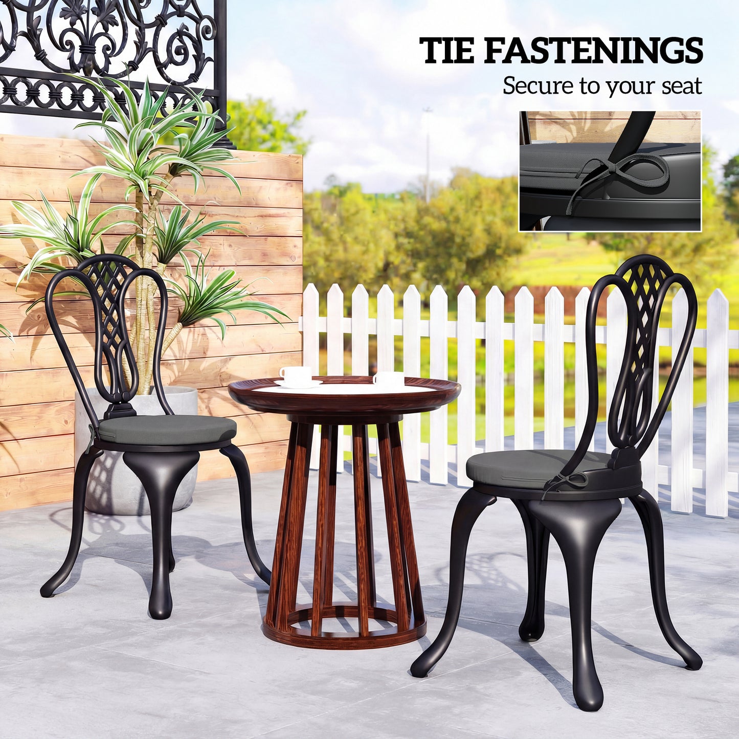 Outdoor Bistro Chair Cushions Set of 4 with Removable Cover