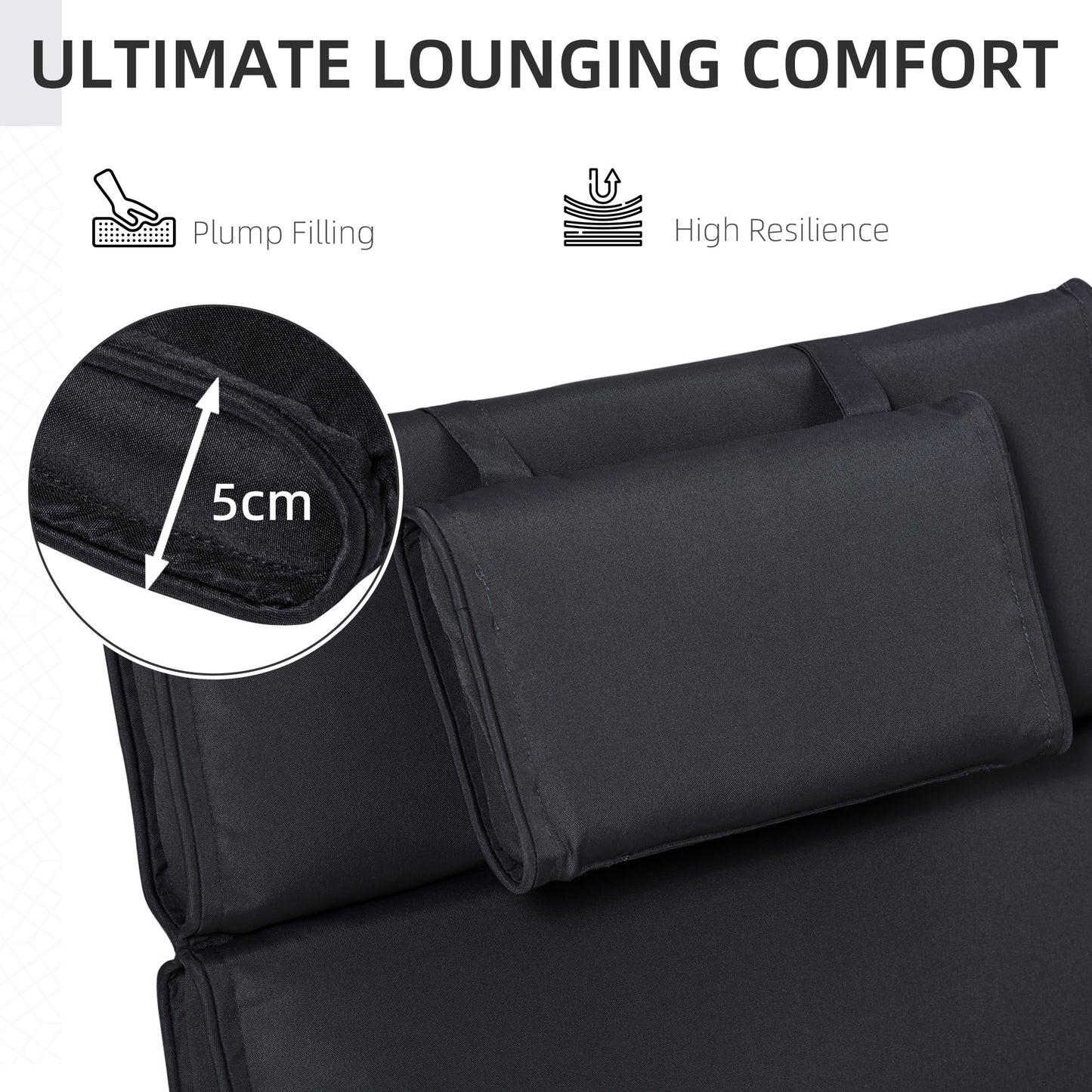 Garden Sun Lounger Cushion Replacement Soft Sunbed Reclining Chair