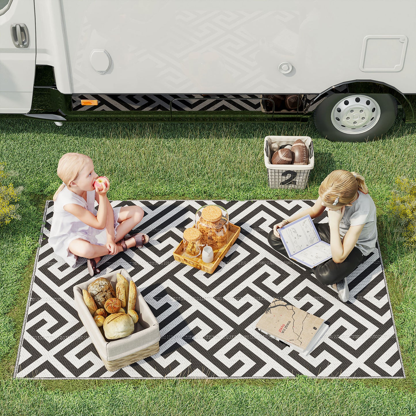 Outdoor Rug Reversible Mat Plastic Straw Rug Portable RV Camping Mat