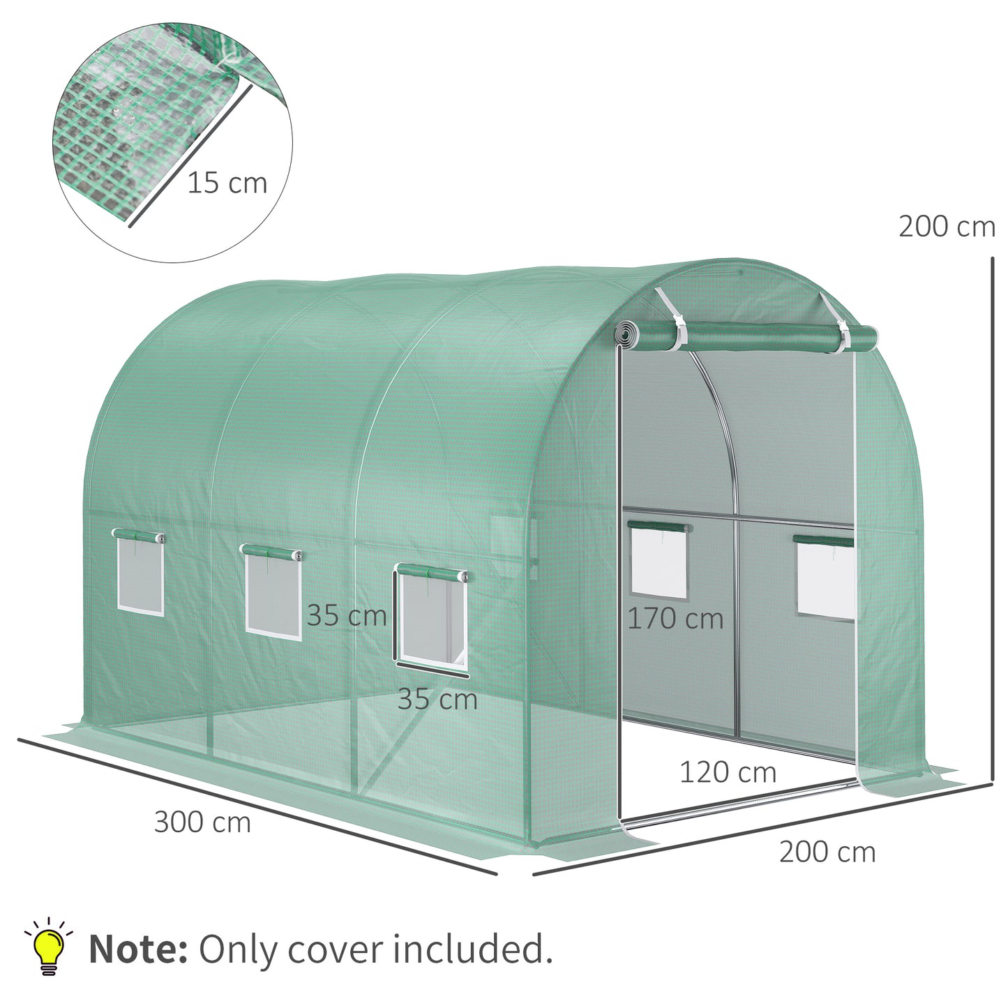 3 x 2 x 2m Greenhouse Replacement Cover ONLY Winter Garden Plant PE