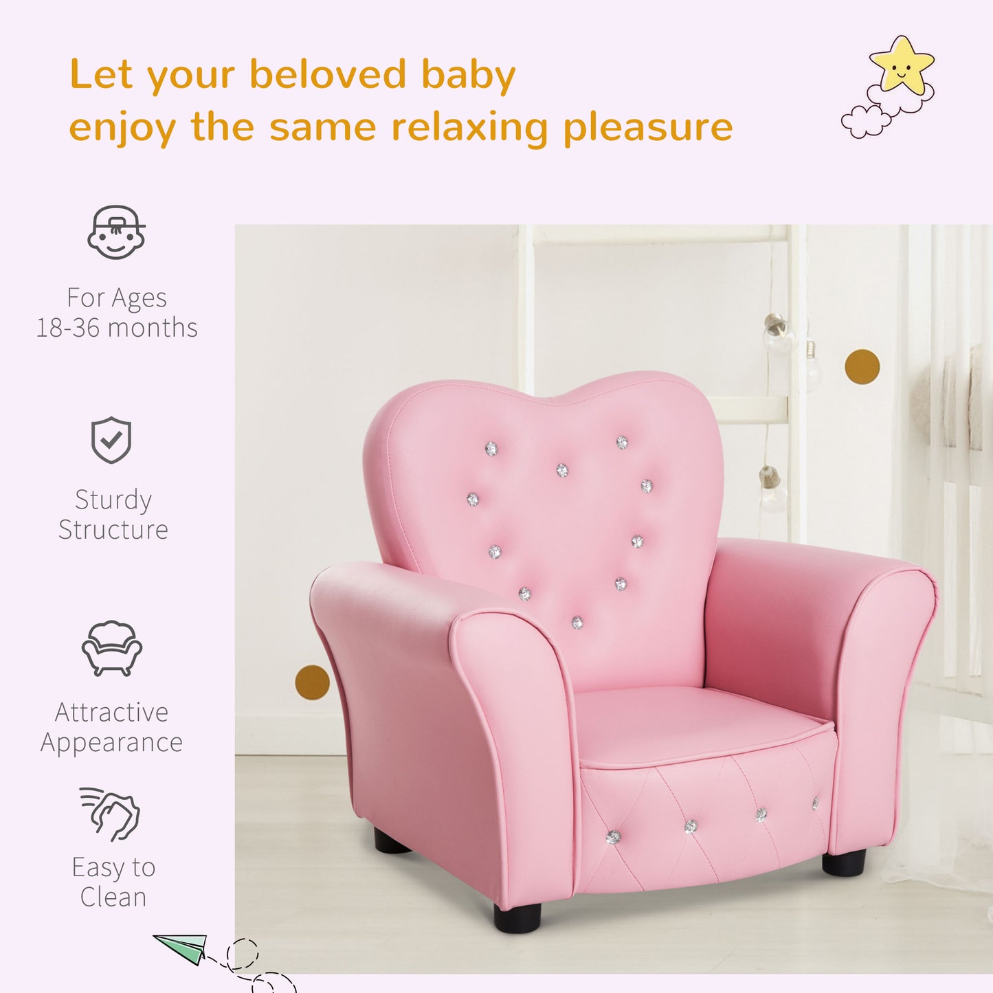 Kids Armchair Toddler Chair Seating Relax Playroom Seater Girl