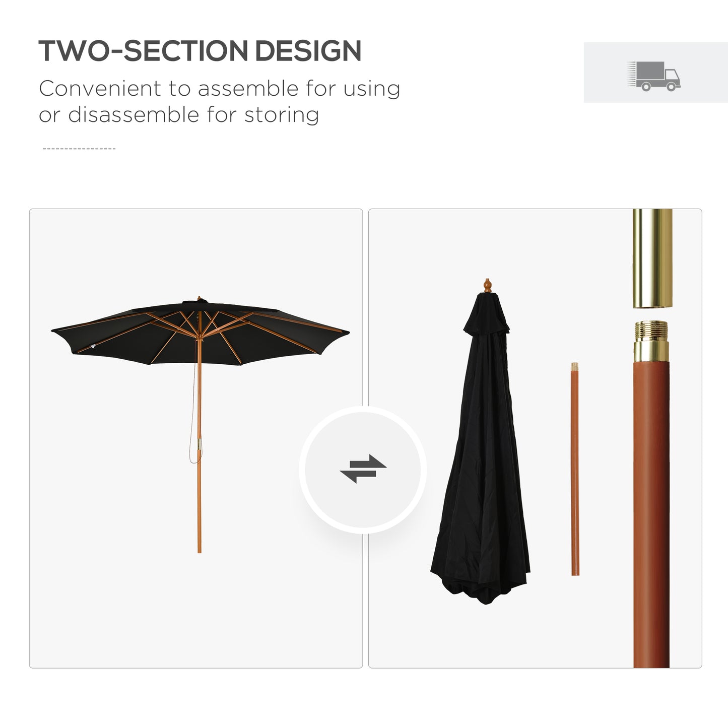 3(m) Garden Parasol, Pulley Operated Patio Umbrella