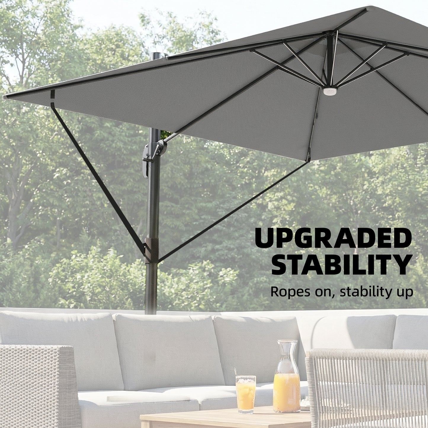 3 x 3 m Garden Cantilever Parasol with Light, Cover