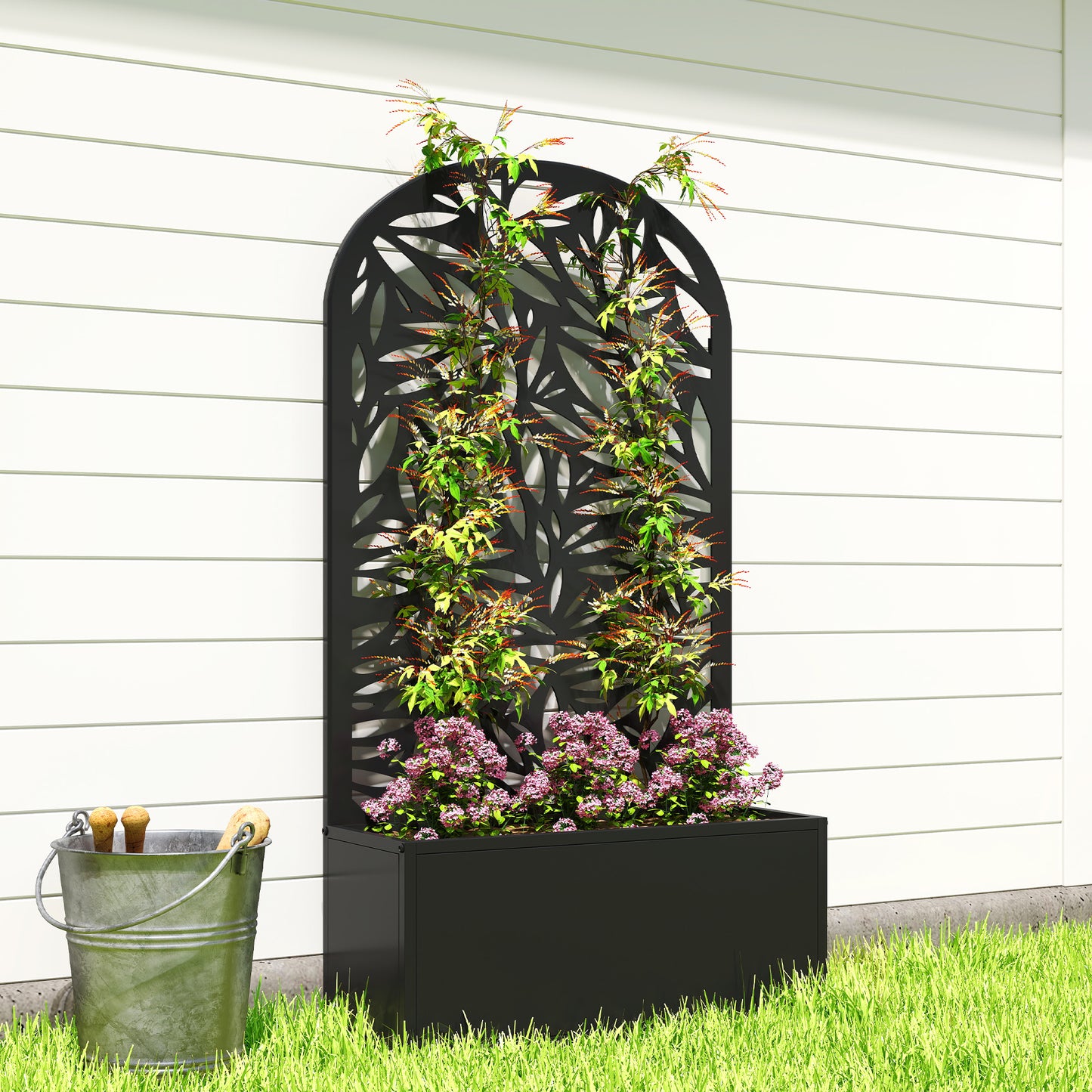 Metal Garden Bed for Garden with Trellis (2)