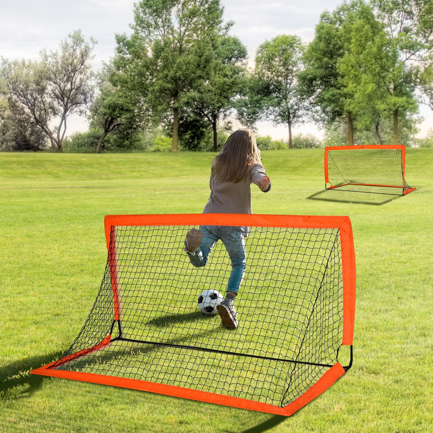 Set of 2 Football Goal Net 6 x 3 ft Foldable Outdoor Sport Training