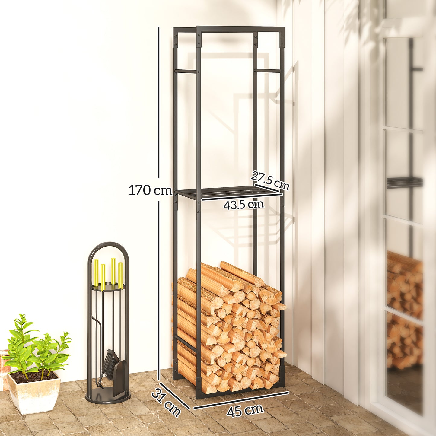 Metal Firewood Log Holder, Heavy Duty Firewood Rack